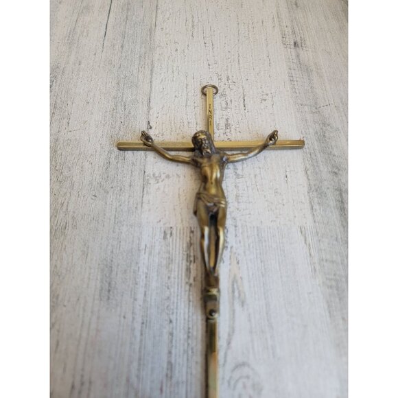INRI brass metal cross crucifix Jesus Christ Nativity home decor religious - Picture 3 of 7